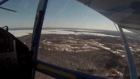 Approaching Severn Sound in an Airplane on Skis!
