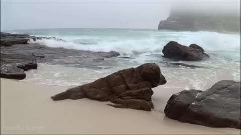 30 min relaxing ocean waves high quality sound of beautiful misty beach