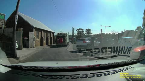 Car Loses Control in Laneway