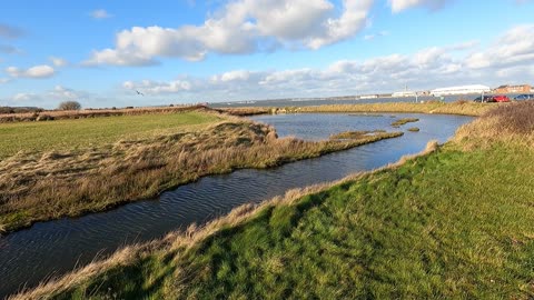 Pretend drone shot using a selfie stick and Gopro. River next to Calshot beach