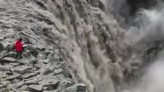 The immense power of the Dettifoss, a waterfall in Iceland