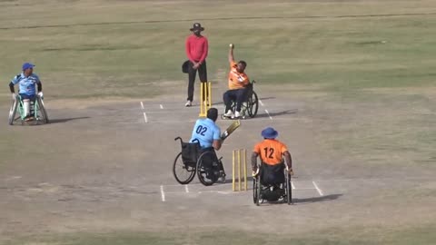 Great fifty knock by sahit || wheel chair cricket.