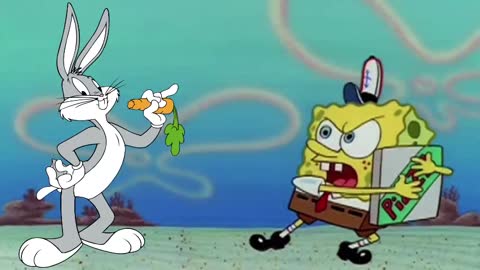 Bugs Bunny Trying To Get A Pizza From SpongeBob