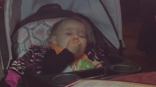 Cute Baby Trying To Eat Even When She's About To Fall Asleep