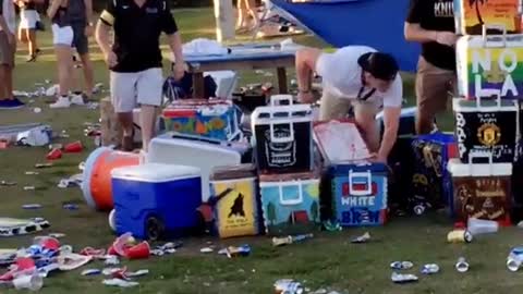 Man runs into water coolers