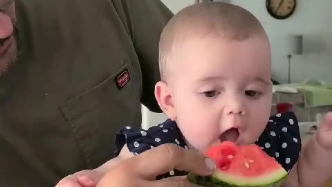 Baby eating watermelon😍