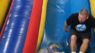 Baby wipes out at bottom of slide