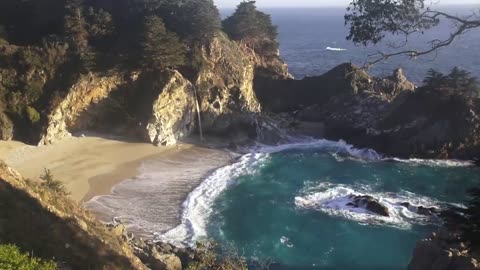 Calming 3 Hour Video of a Waterfall on an Ocean Beach