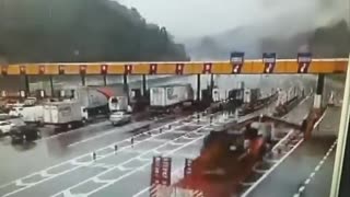 Crazy Accident at the Toll Plaza