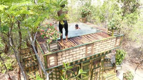 Build Bamboo House Villa And Bamboo Swimming Pool