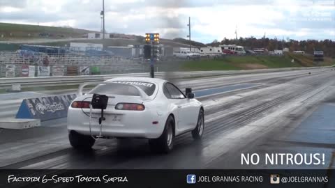 Insane 1500HP 6 speed SUPRA rips down the dragstrip!