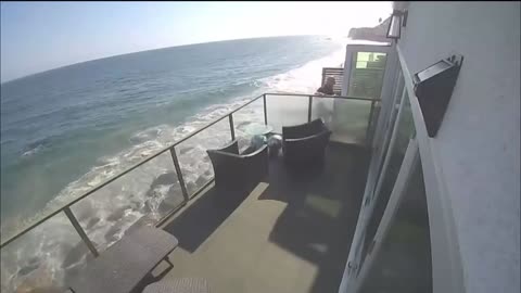 Terrifying Moment Balcony Collapses Captured on Video | Malibu California