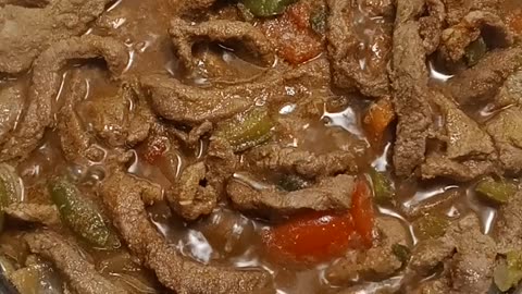 Pepper steak simmering