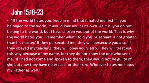 The Hatred of the World- John 15-18-23 - bible study