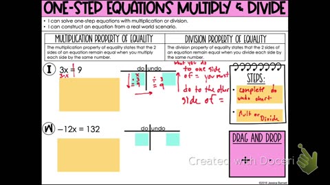 Informal Geometry One Step Equations Multiply and Divide