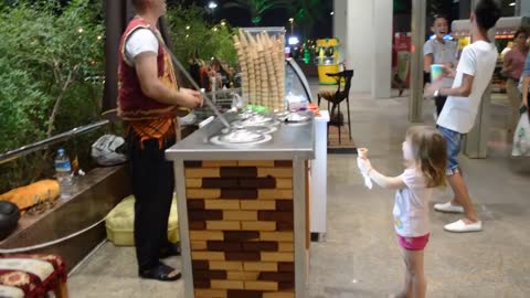 Little Girl Screams In Glee While Waiting For Ice Cream