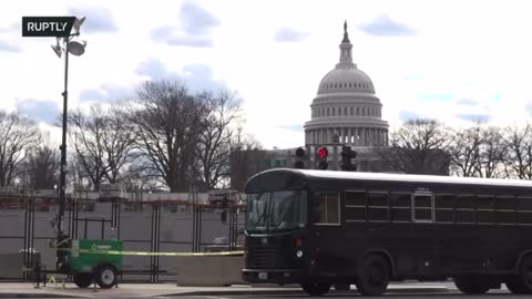 Washington D.C. in complete lockdown for inauguration, a prison bus arrives at the Capitol