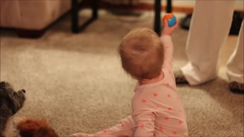 Adorable baby learns to walk