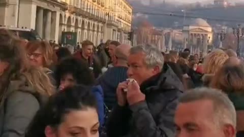 People of Turin-Italy Protest Vax Mandates - Restaurants in the Streets