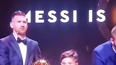 Messi #the GOAT wining Ballon d'or 2023 and enjoying with children and call for wife😍😍❤❤