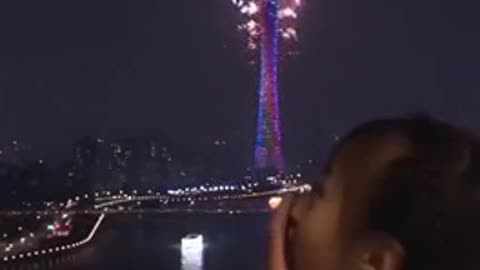 2022 new year’s countdown firework and light celebration