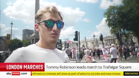 Thousands take part in far-right protest led by Tommy Robinson in central London