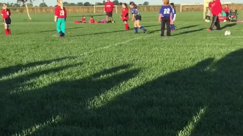 Girl Accidentally Kicks Soccer Ball into Girls Face