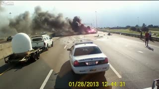 Trucker Rescues Family After Crash and Explosion on Interstate 10