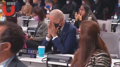 Biden covers sleep during the climate summit in Glasgow.