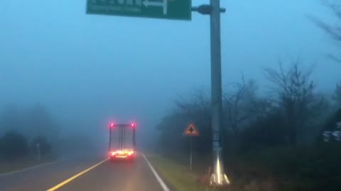 Rainy Jeju Island Road