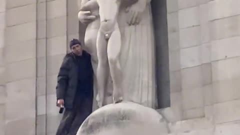 Man Smashes Eric Gill Pedo Statue On BBC Building