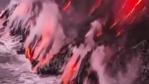 La Palma Lava flowing into the ocean 10-4-2021