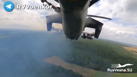 Ukraine War - Russian Aerospace Forces helicopters use guided and unguided missiles