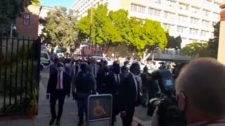 Police Minister Bheki Cele arrives at the Cape Town Magistrate Court