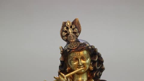 27" Lord Krishna Brass Statue Playing Flute | Handmade | Exotic India Art