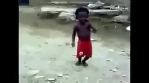 funny African child dancing