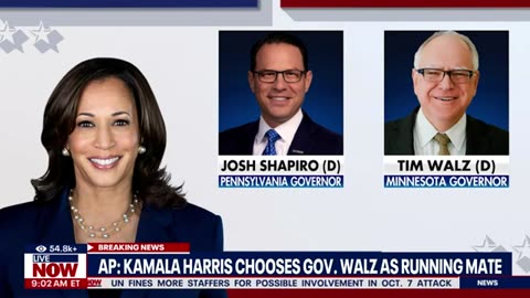 BREAKING: VP Kamala Harris chooses Governor Walz as running mate | LiveNOW from FOX