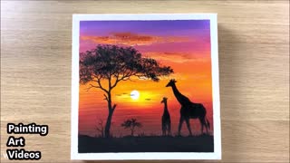 Nature: AFRICAN Sunset / Drawing Acrylic / Painting