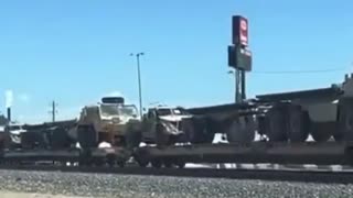 Military equipment heading into California.