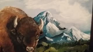 Acrylic painting of American Bison