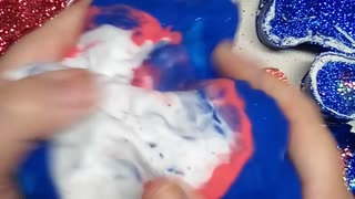 ASMR Red White Blue Star Soap Crushing With Starch