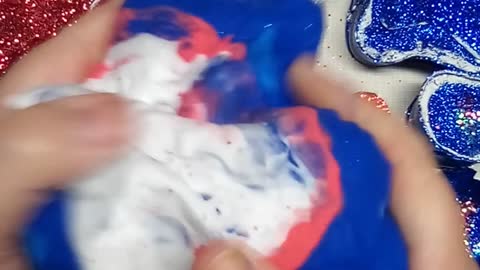 ASMR Red White Blue Star Soap Crushing With Starch