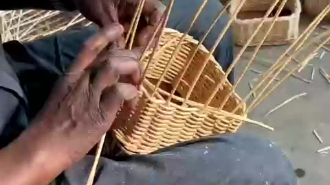 How basketry weaving is done.