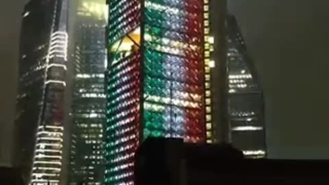 Mexico City skyline lights up during earthquake