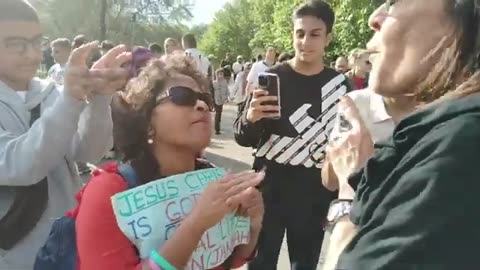 Muslims chase Shalini around the park and finally vents frustration.