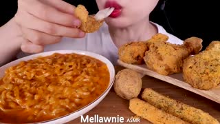 ASMR MUKBANG｜CHEESY CARBO FIRE NOODLES, CHICKEN, CHEESE BALL, CHEESE STICK