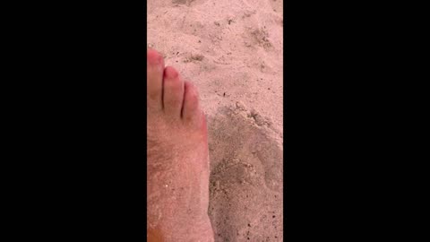 Bare beach feet