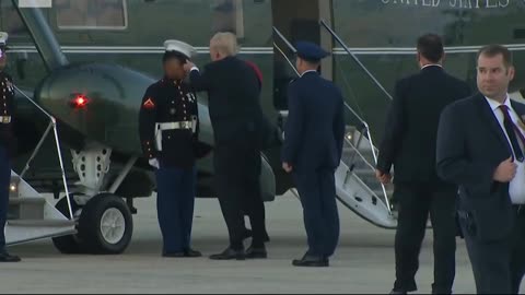 Trump stops to retrieve Marine's hat