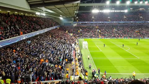 FC Porto fans having a great time on Anfield Road