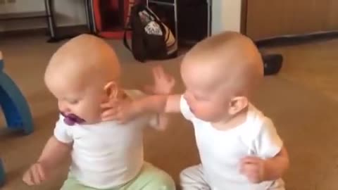 Twin baby Fight moment